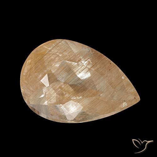 Topázio rutilado laranja dourado natural 4,46ct, formato de pêra, transparente