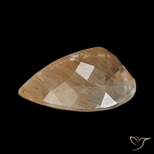 Topázio rutilado laranja dourado natural 4,46ct, formato de pêra, transparente