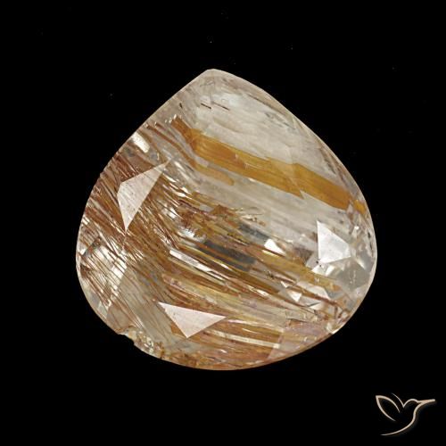 3.18ct amarelo topázio rutilado, formato de pêra, transparente