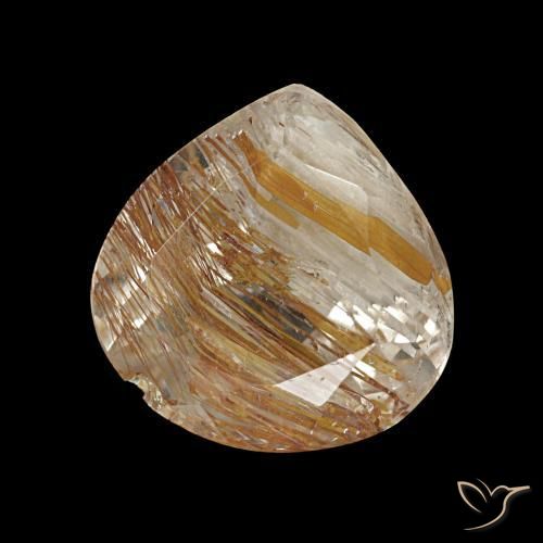 Topázio rutilado amarelo natural 3,18ct, formato de pêra, transparente