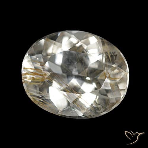 Topázio Rutilo Castanho Dourado Muito Claro Natural 4.85ct, Corte Oval, Transparente
