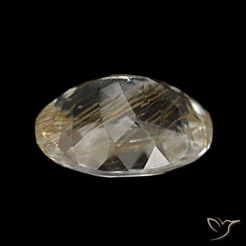 Topázio Rutilo Castanho Dourado Muito Claro Natural 4.85ct, Corte Oval, Transparente