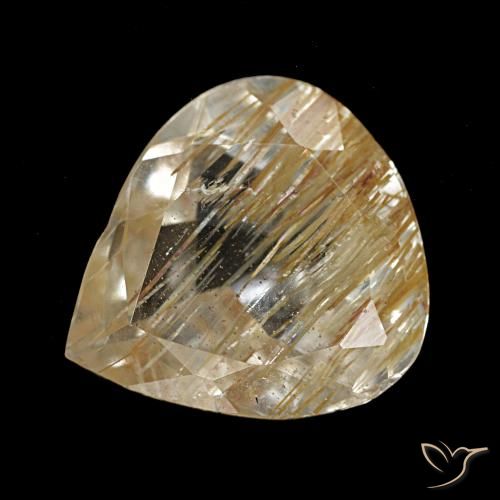 5.22ct amarelo topázio rutilado, formato de pêra, transparente