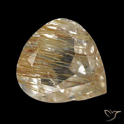 Topázio rutilado amarelo natural 5,22ct, formato de pêra, transparente