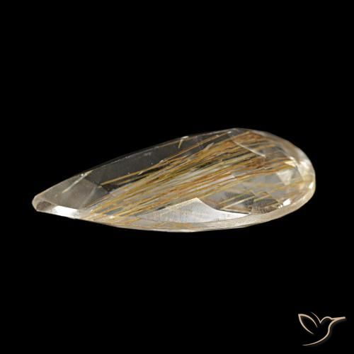 Topázio rutilado amarelo natural 3,34ct, formato de pêra, transparente