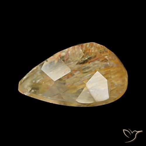 Topázio Rutilo Dourado médio Natural 4.93ct, Formato de pêra, Transparente