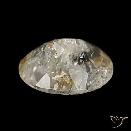 Topázio rutilado castanho dourado muito claro natural 4,28ct, corte oval, transparente