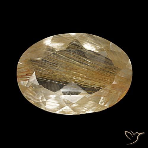 Topázio Rutilo Castanho Dourado Muito Claro Natural 5.09ct, Corte Oval, Transparente