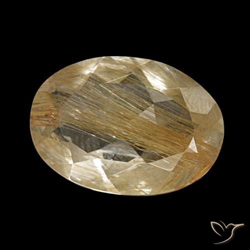 Topázio Rutilo Castanho Dourado Muito Claro Natural 5.09ct, Corte Oval, Transparente