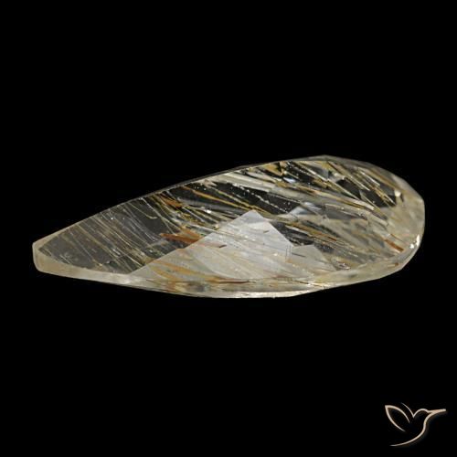 Topázio rutilado amarelo natural 1,84ct, formato de pêra, transparente