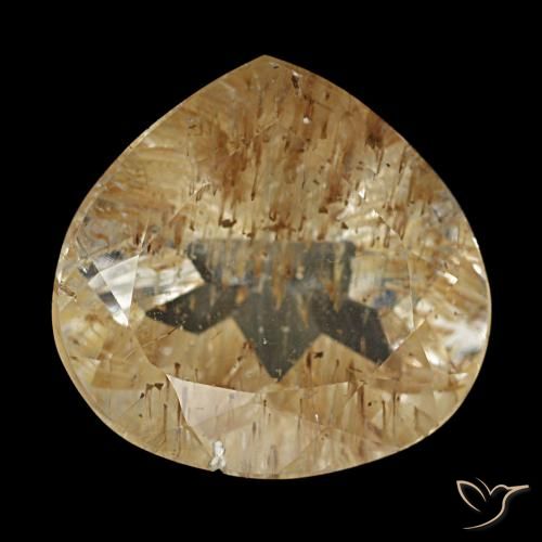 Topázio rutilado marrom tawny claro natural 6,16ct, formato de pêra, transparente