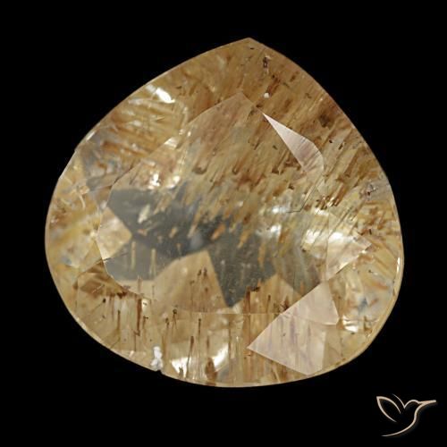 Topázio rutilado marrom tawny claro natural 6,16ct, formato de pêra, transparente
