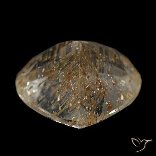 Topázio rutilado marrom tawny claro natural 6,16ct, formato de pêra, transparente