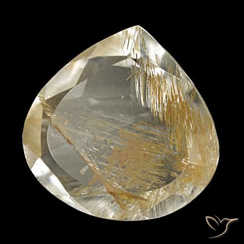 Topázio rutilado castanho dourado muito claro natural 5,46ct, formato de pêra, transparente