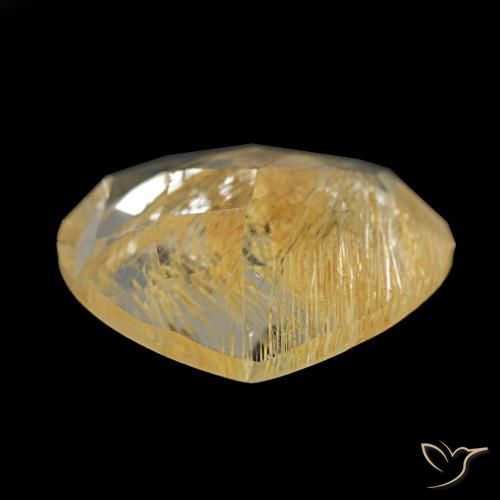 Topázio rutilado castanho dourado muito claro natural 5,46ct, formato de pêra, transparente