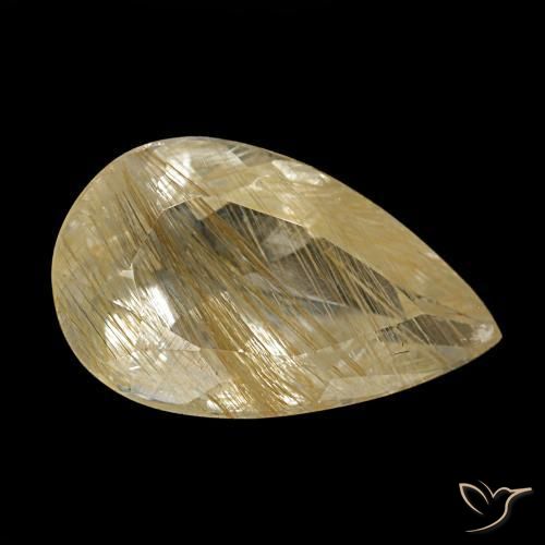 Topázio rutilado amarelo natural 1,92ct, formato de pêra, transparente