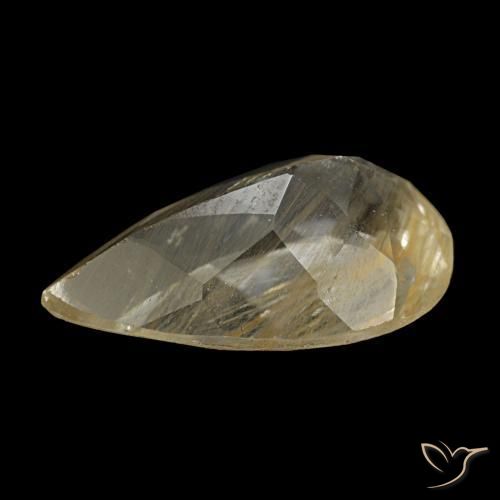 Topázio rutilado amarelo natural 1,92ct, formato de pêra, transparente