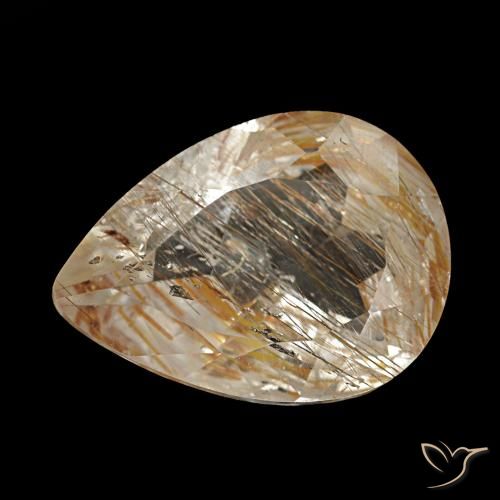 2.80ct marrom topázio rutilado, formato de pêra, transparente