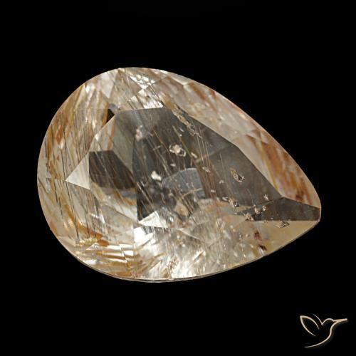 Topázio rutilado marrom natural 2,80ct, formato de pêra, transparente