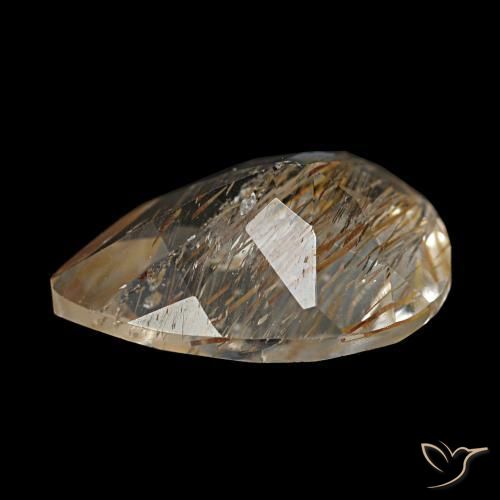 Topázio rutilado marrom natural 2,80ct, formato de pêra, transparente