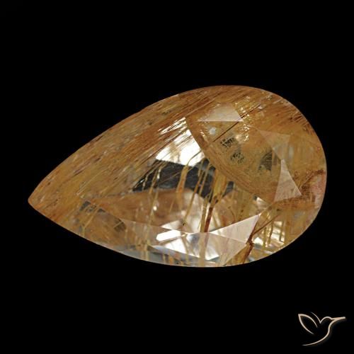 3.47ct marrom topázio rutilado, formato de pêra, transparente