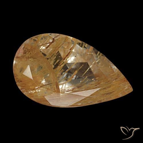 Topázio rutilado marrom natural 3,47ct, formato de pêra, transparente