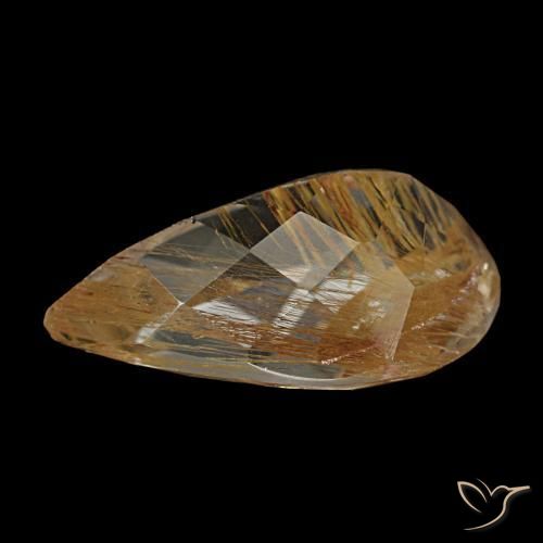 Topázio rutilado marrom natural 3,47ct, formato de pêra, transparente