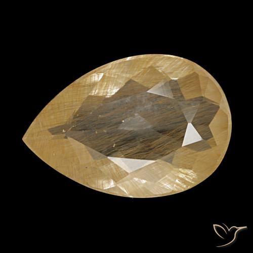 Topázio rutilado marrom natural 2,89ct, formato de pêra, transparente