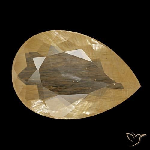 Topázio rutilado marrom natural 2,89ct, formato de pêra, transparente