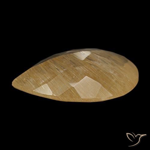 Topázio rutilado marrom natural 2,89ct, formato de pêra, transparente