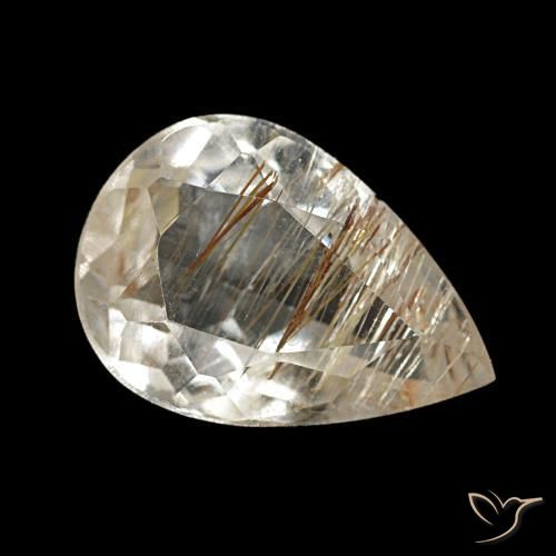 Topázio rutilado marrom natural 1,97ct, formato de pêra, transparente
