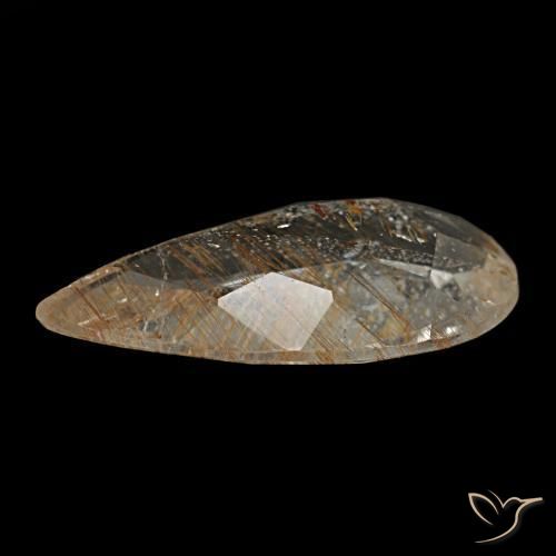 Topázio rutilado marrom natural 1,95ct, formato de pêra, transparente