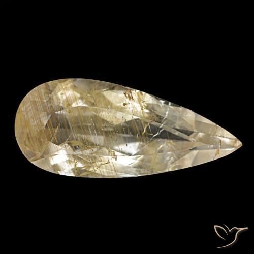 4.48ct amarelo topázio rutilado, formato de pêra, transparente