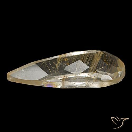 Topázio rutilado amarelo natural 4,48ct, formato de pêra, transparente