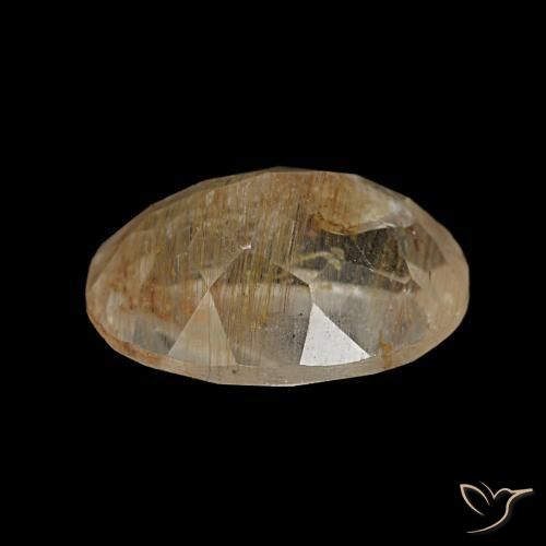 Topázio rutilado castanho dourado muito claro natural 2,09ct, corte oval, transparente