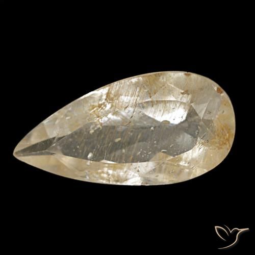 2.67ct amarelo topázio rutilado, formato de pêra, transparente