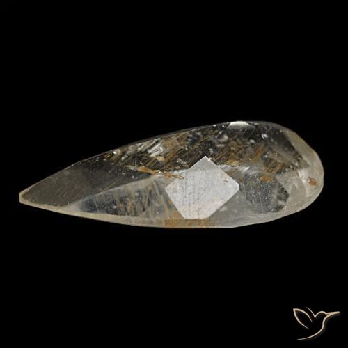 Topázio rutilado amarelo natural 2,67ct, formato de pêra, transparente