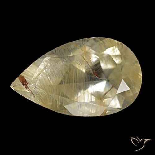 Topázio rutilado amarelo natural 4,06ct, formato de pêra, transparente