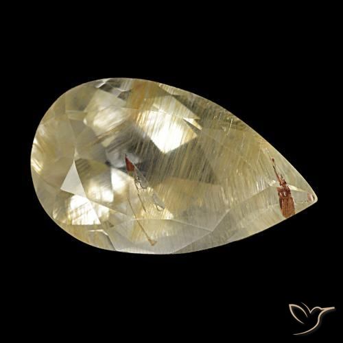 Topázio rutilado amarelo natural 4,06ct, formato de pêra, transparente