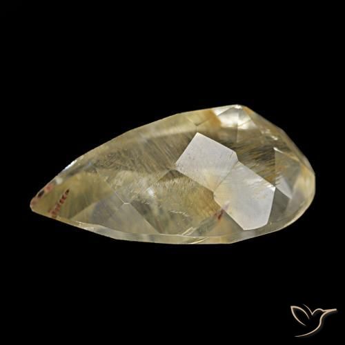 Topázio rutilado amarelo natural 4,06ct, formato de pêra, transparente