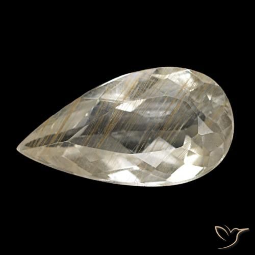3.48ct amarelo topázio rutilado, formato de pêra, transparente