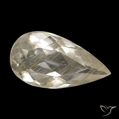 Topázio rutilado amarelo natural 3,48ct, formato de pêra, transparente