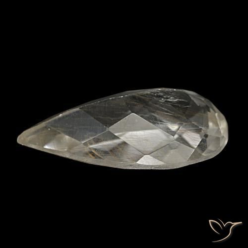 Topázio rutilado amarelo natural 3,48ct, formato de pêra, transparente