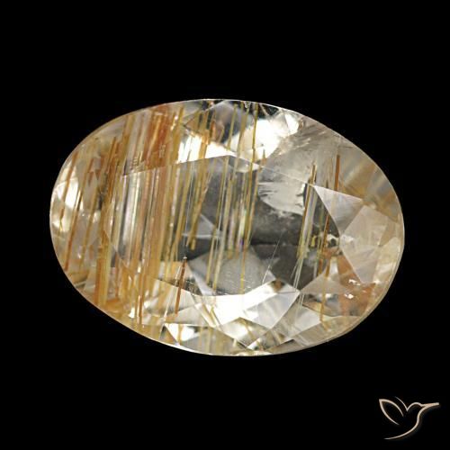 Topázio rutilado castanho dourado muito claro natural 2,74ct, corte oval, transparente