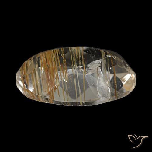 Topázio rutilado castanho dourado muito claro natural 2,74ct, corte oval, transparente