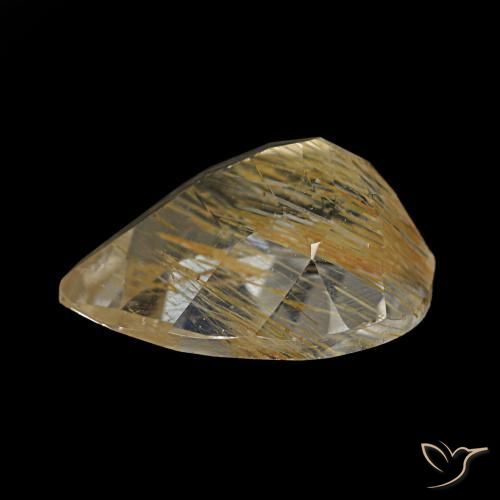 Topázio rutilado amarelo natural 2,18ct, formato de pêra, transparente