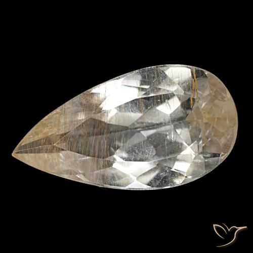 3.33ct amarelo topázio rutilado, formato de pêra, transparente