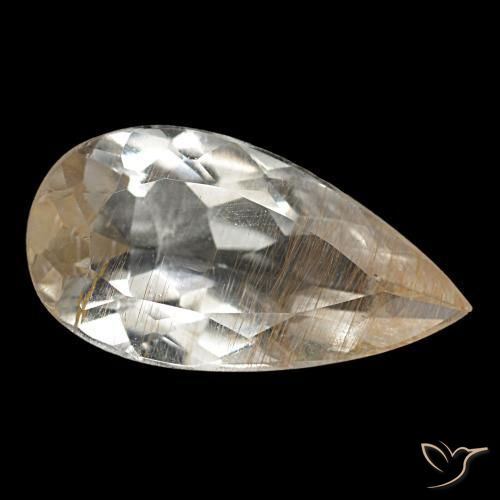 Topázio rutilado amarelo natural 3,33ct, formato de pêra, transparente
