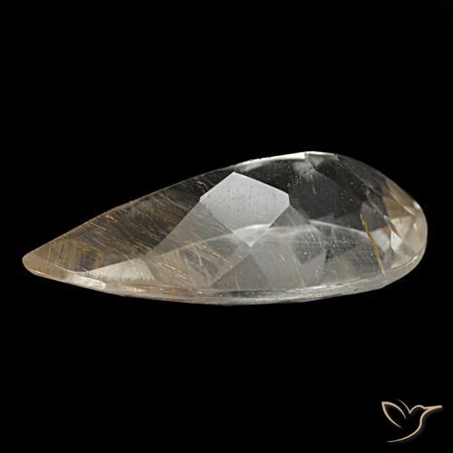 Topázio rutilado amarelo natural 3,33ct, formato de pêra, transparente