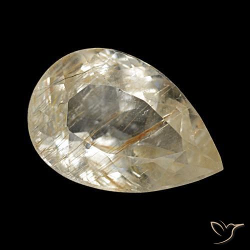 Topázio rutilado amarelo natural 2,28ct, formato de pêra, transparente